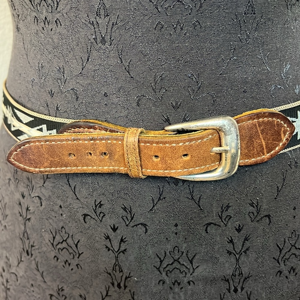 Handcrafted Brown Leather & Black Patterned Women’s Belt - Picture 2 of 7